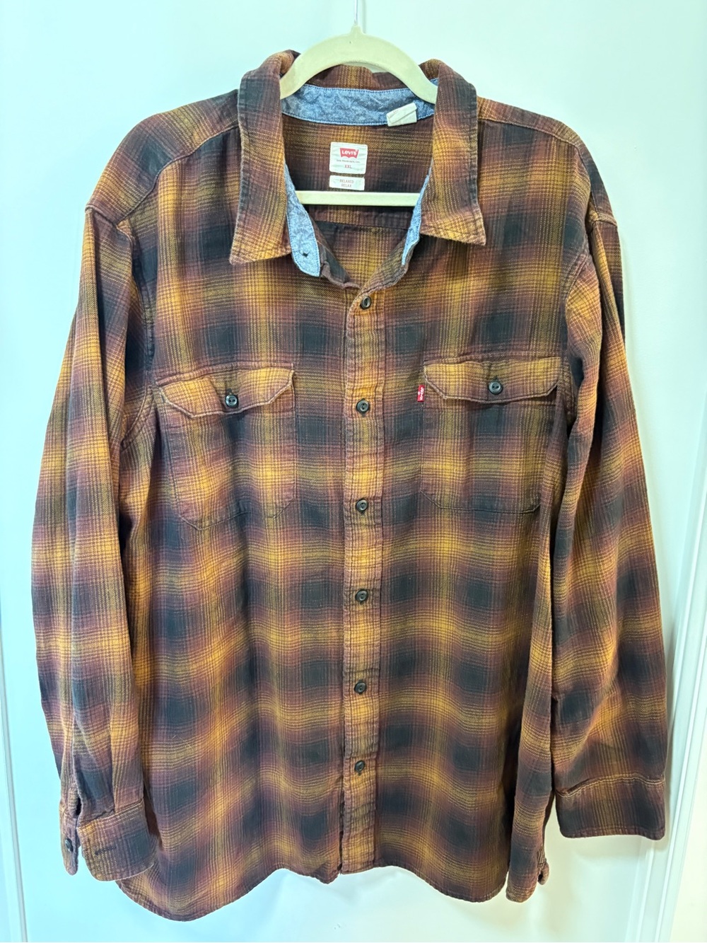 Levi's Brown black Checkered Plaid Flannel Button Up Longsleeve Mens XXL